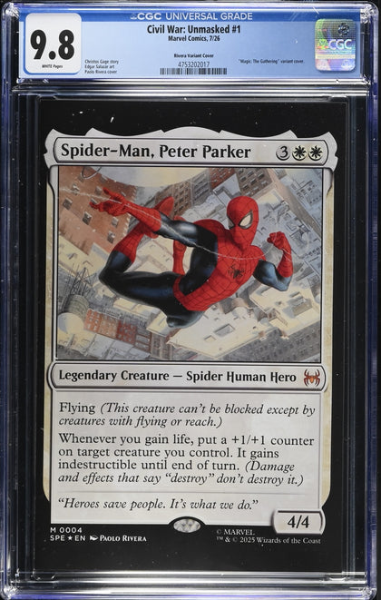 Civil War: Unmasked 1 (2026) - Paolo Rivera Magic The Gathering Variant - CGC 9.8 White Pages