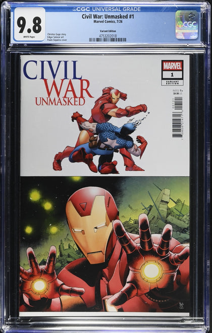 Civil War: Unmasked 1 (2026) - Paulo Siqueira Connecting Variant - CGC 9.8 White Pages
