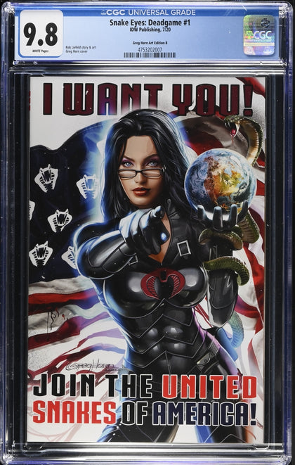 Snake Eyes Deadgame 1 (2020) - Greg Horn www.GregHornArt.Com "United Snakes of America" Retailer Exclusive Variant Cover B (Ltd. 500) - CGC 9.8 White Pages