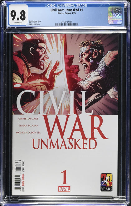 Civil War: Unmasked 1 (2026) - Geoff Shaw Regular - CGC 9.8 White Pages