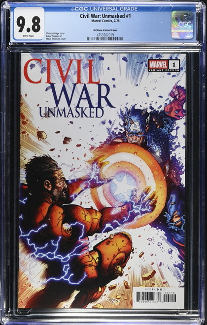 Civil War: Unmasked 1 (2026) - Steve Mcniven Incentive Variant (1:25) - CGC 9.8 White Pages