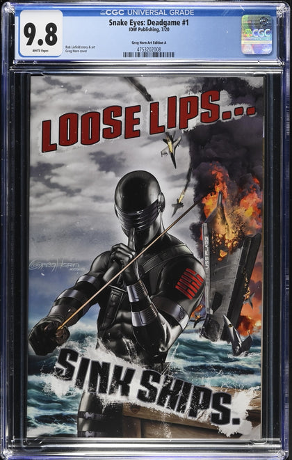 Snake Eyes Deadgame 1 (2020) - Greg Horn www.GregHornArt.Com "Loose Lips, Sinks Ship" Retailer Exclusive Variant Cover A (Ltd. 1000) - CGC 9.8 White Pages
